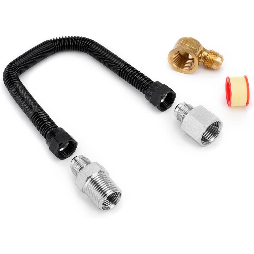 Stanbroil 3/8″ X 48″ Non-Whistle Flexible Flex Gas Line with Brass Ends for NG or LP Fire Pit and Fireplace(12 Inch)