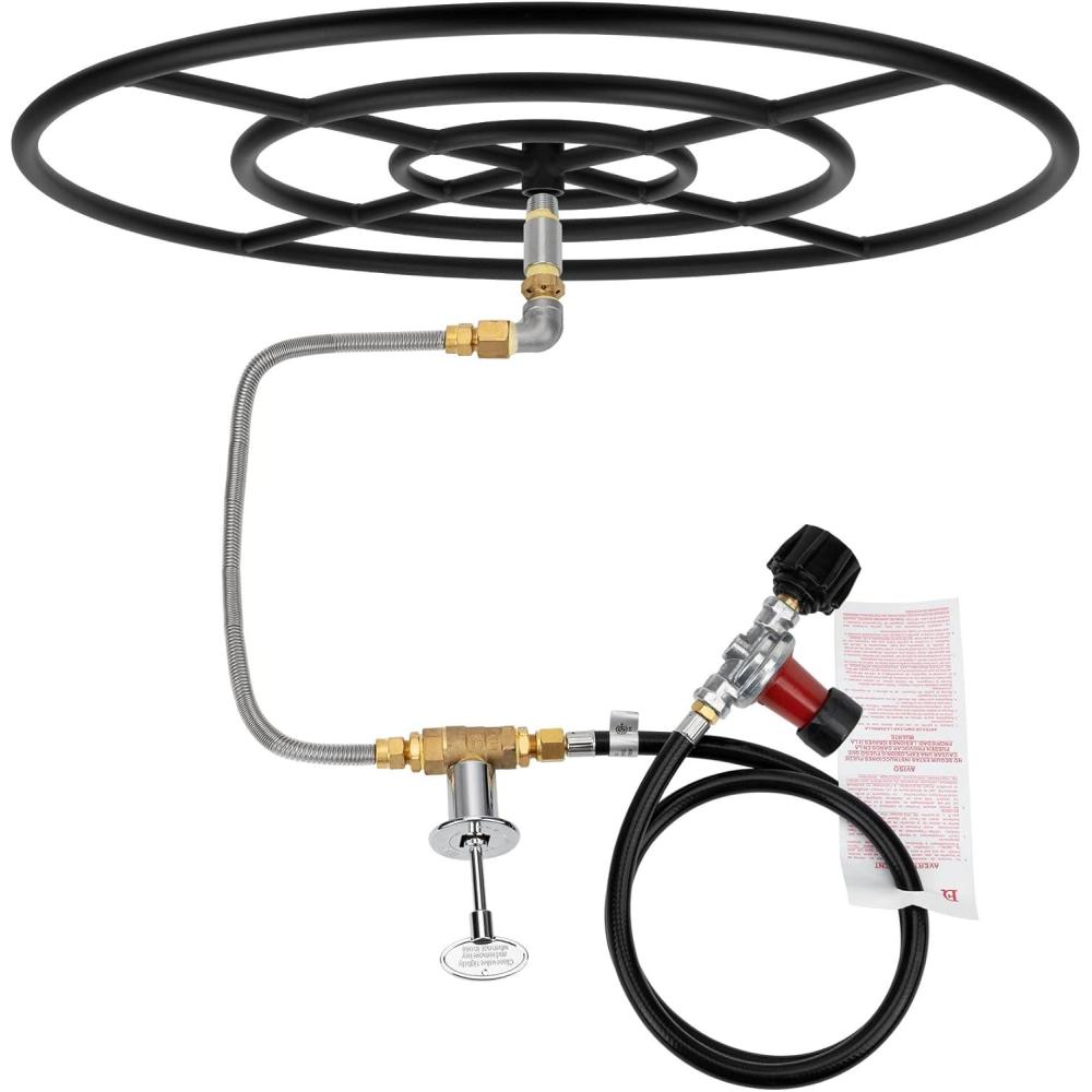 Stanbroil LP Propane Gas Fire Pit Burner Ring Installation Kit, Black Steel, 30-inch