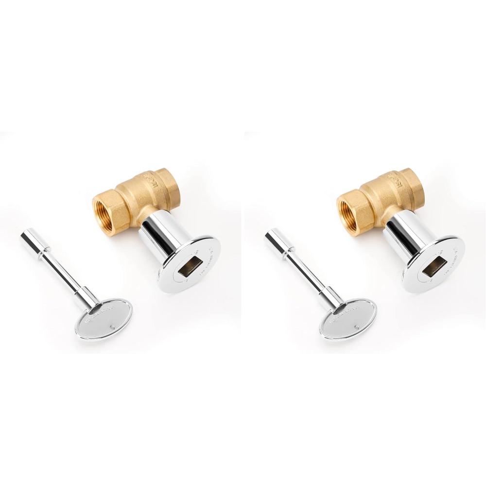 Stanbroil Straight Quarter-Turn Shut-Off Valve Kit for NG LP Gas Fire Pits with Polished Chrome Flange and Key- 3/4″ NPT(3/4 Inch (Pack of 2))