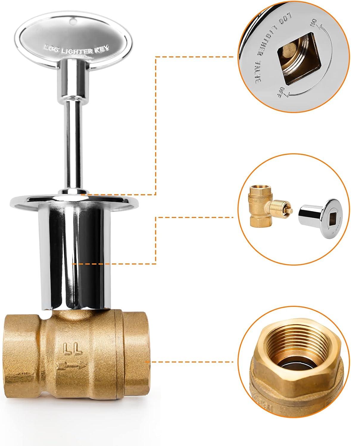 Stanbroil Straight Quarter-Turn Shut-Off Valve Kit for NG LP Gas Fire Pits with Polished Chrome Flange and Key- 3/4″ NPT(3/4 Inch (Pack of 2))