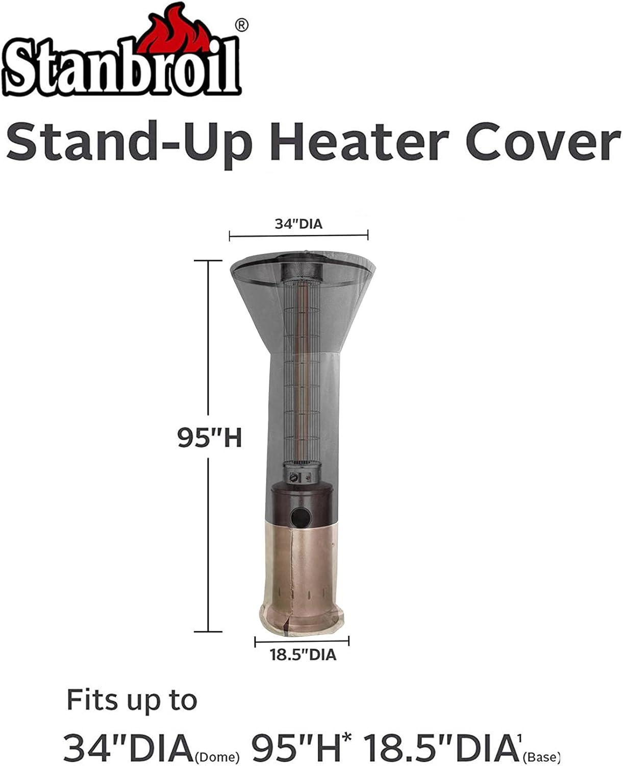 Stanbroil Patio Heater Cover, Full Coverage Outdoor Heater Cover with Zipper and Drawstring for Standing Patio Heater (95 H x 34″ D x 18-1/2″ Base)(Stand: 34″D x 18-1/2″D x 95″H)