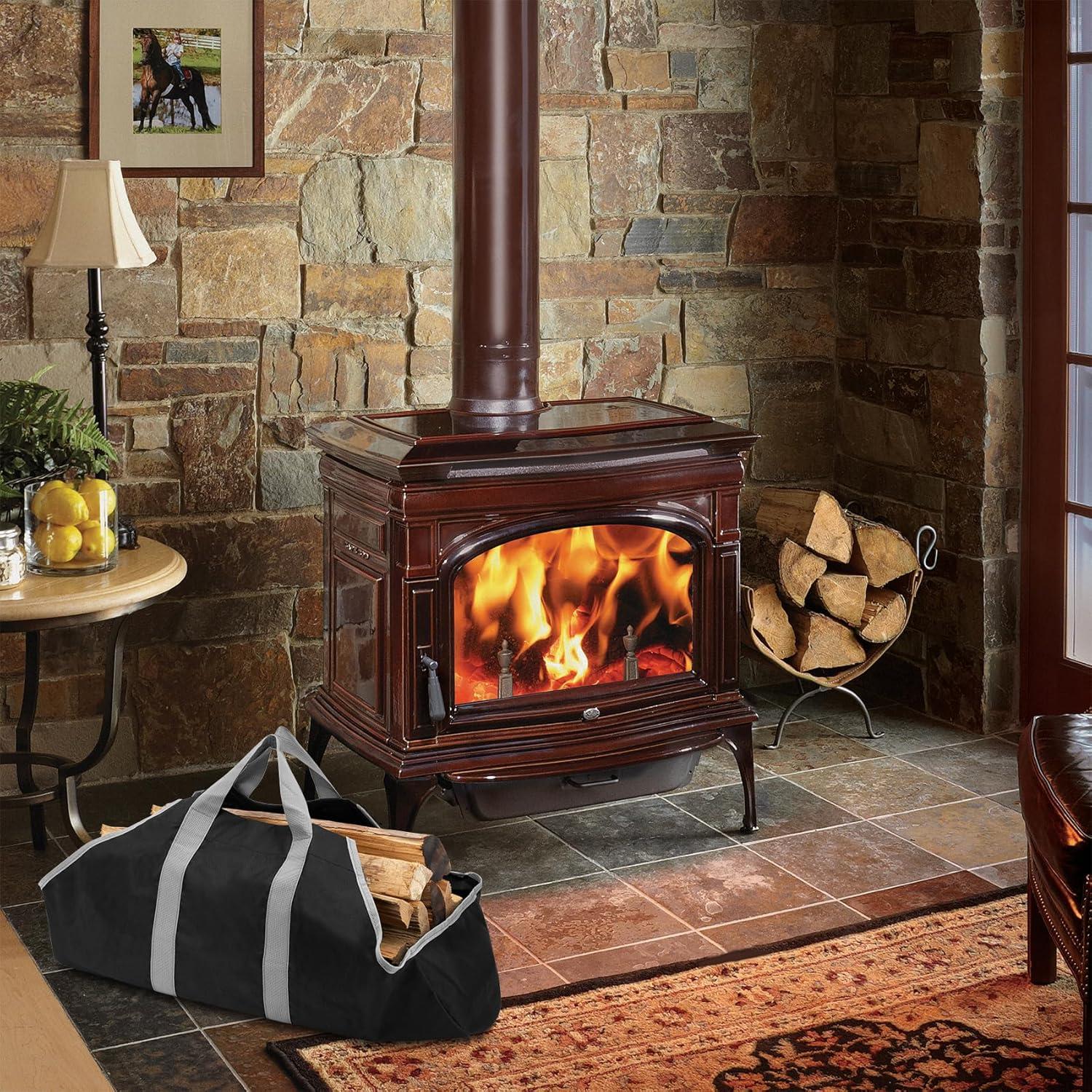 Stanbroil Canvas Firewood Carrier Bag, Durable Firepalce Log Tote with Handles for Wood Fire Stove, Outdoor Camping(Media Size)