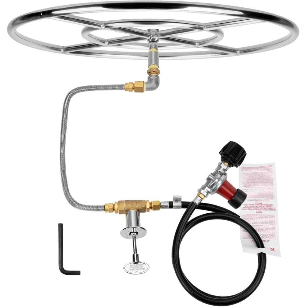 Stanbroil LP Propane Gas Fire Pit Stainless Steel Burner Ring Installation Kit, 24-inch