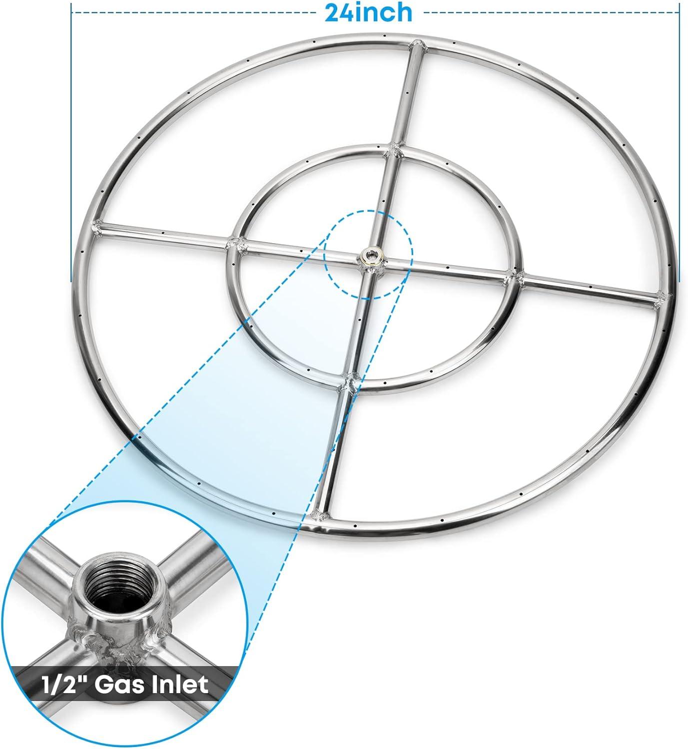 Stanbroil LP Propane Gas Fire Pit Stainless Steel Burner Ring Installation Kit, 24-inch