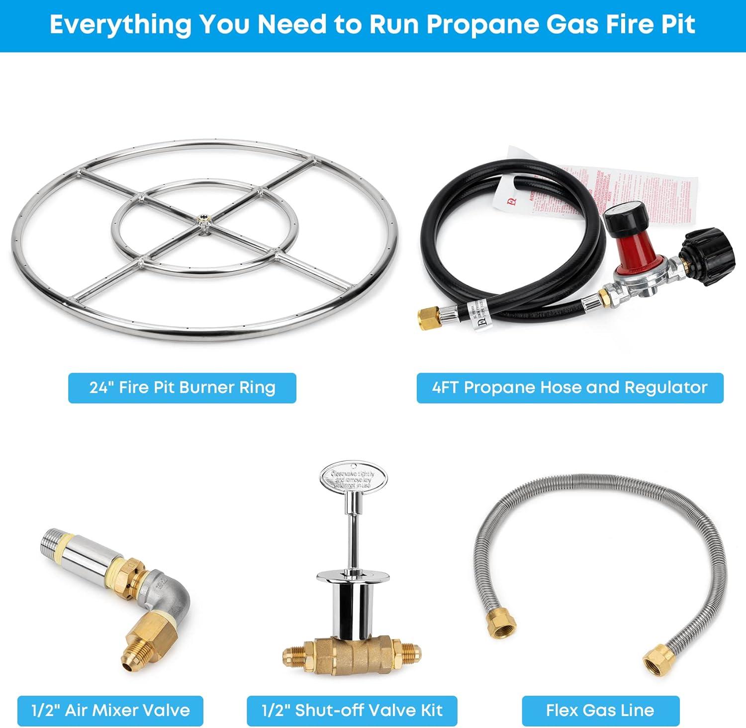 Stanbroil LP Propane Gas Fire Pit Stainless Steel Burner Ring Installation Kit, 24-inch