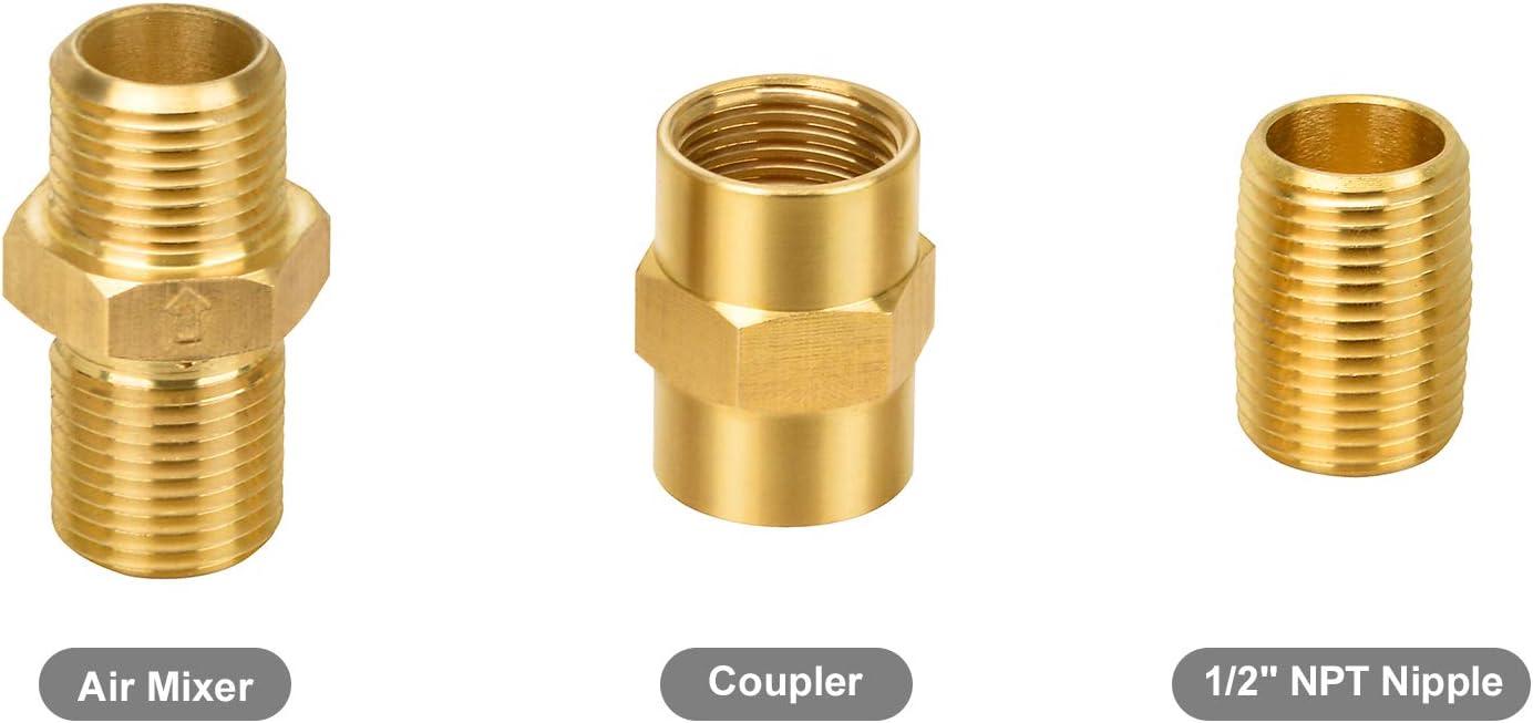 Stanbroil Liquid Propane Fire Pits 1/2″ Air Mixer Valve – High Capacity 90K BTU Stainless Steel(Brass)