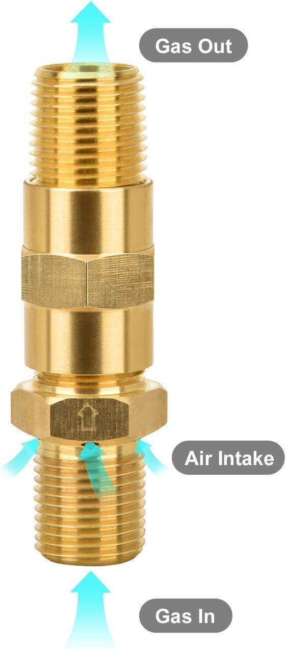 Stanbroil Liquid Propane Fire Pits 1/2″ Air Mixer Valve – High Capacity 90K BTU Stainless Steel(Brass)