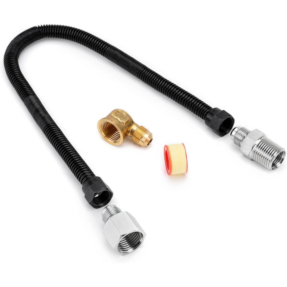 Stanbroil 3/8″ X 48″ Non-Whistle Flexible Flex Gas Line with Brass Ends for NG or LP Fire Pit and Fireplace(18 Inch)