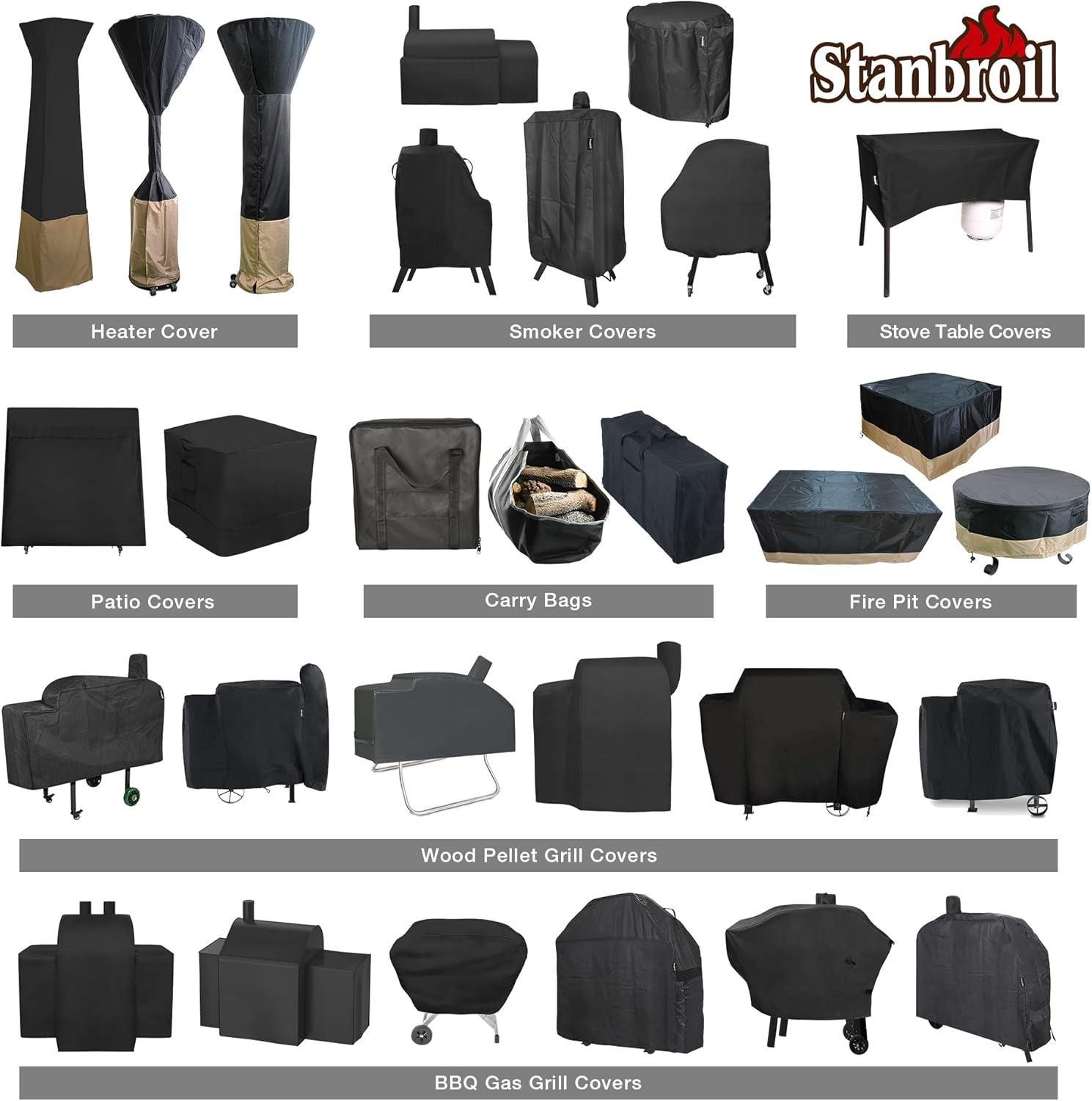 Stanbroil 60 Inch Round Fire Pit Cover, Full Coverage Fire Pit Table Cover, Patio Furniture Cover with Durable and Water Resistant Fabric, Black(50″)