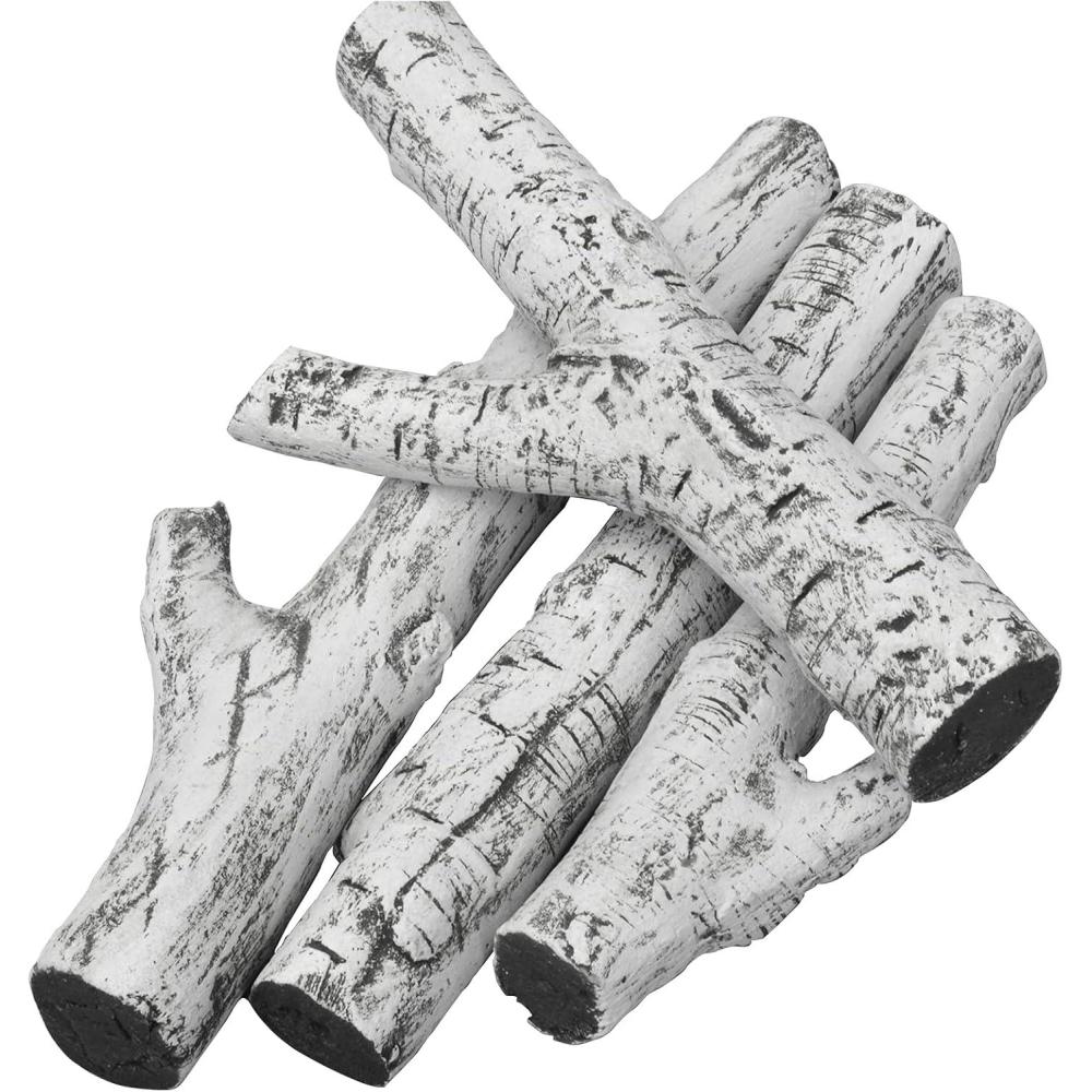 Stanbroil 4 Piece Set of Ceramic White Birch Wood Gas Log for All Types of Ventless, Gel, Ethanol, Electric,Gas Inserts, Propane, Indoor or Outdoor Fireplaces & Fire Pits