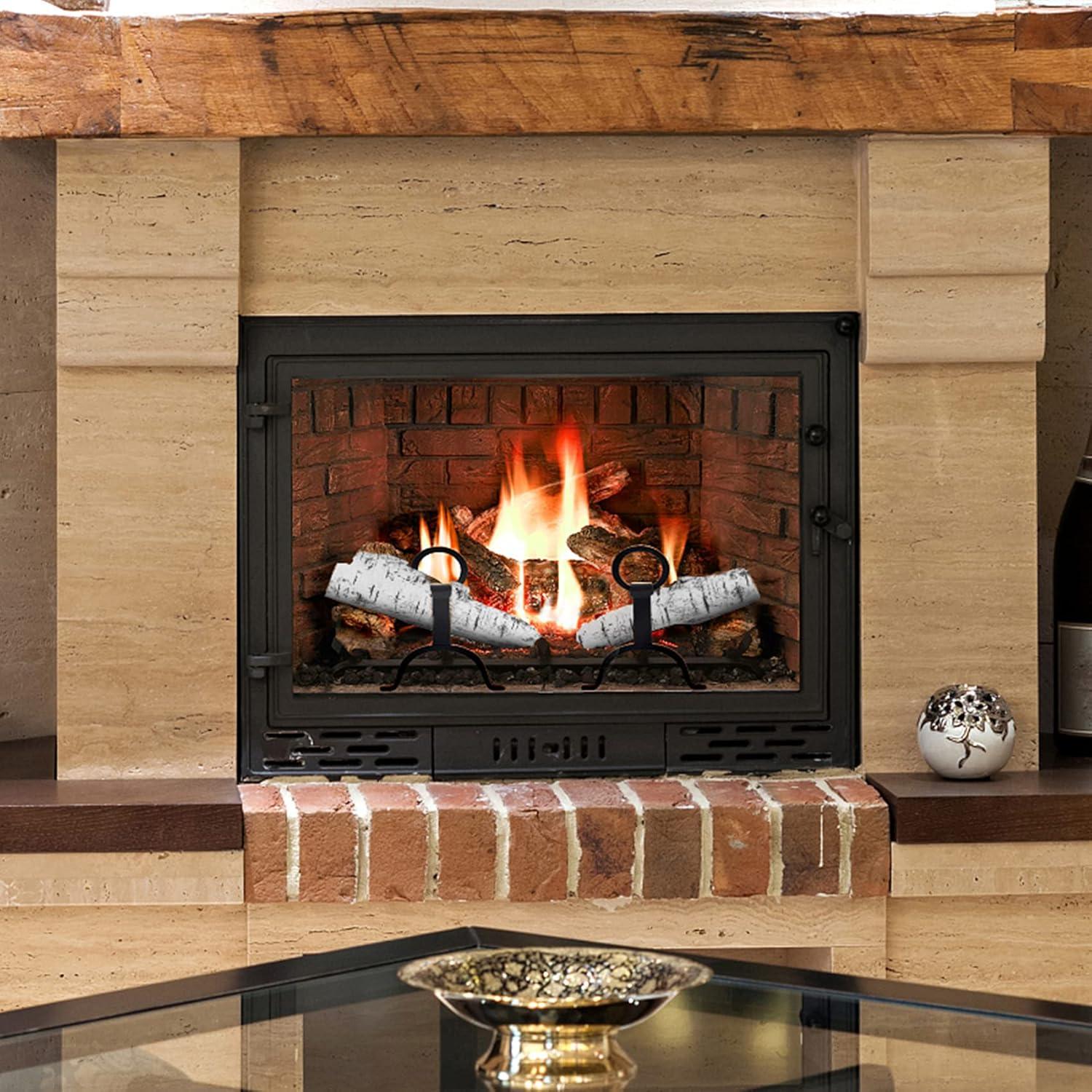 Stanbroil 4 Piece Set of Ceramic White Birch Wood Gas Log for All Types of Ventless, Gel, Ethanol, Electric,Gas Inserts, Propane, Indoor or Outdoor Fireplaces & Fire Pits