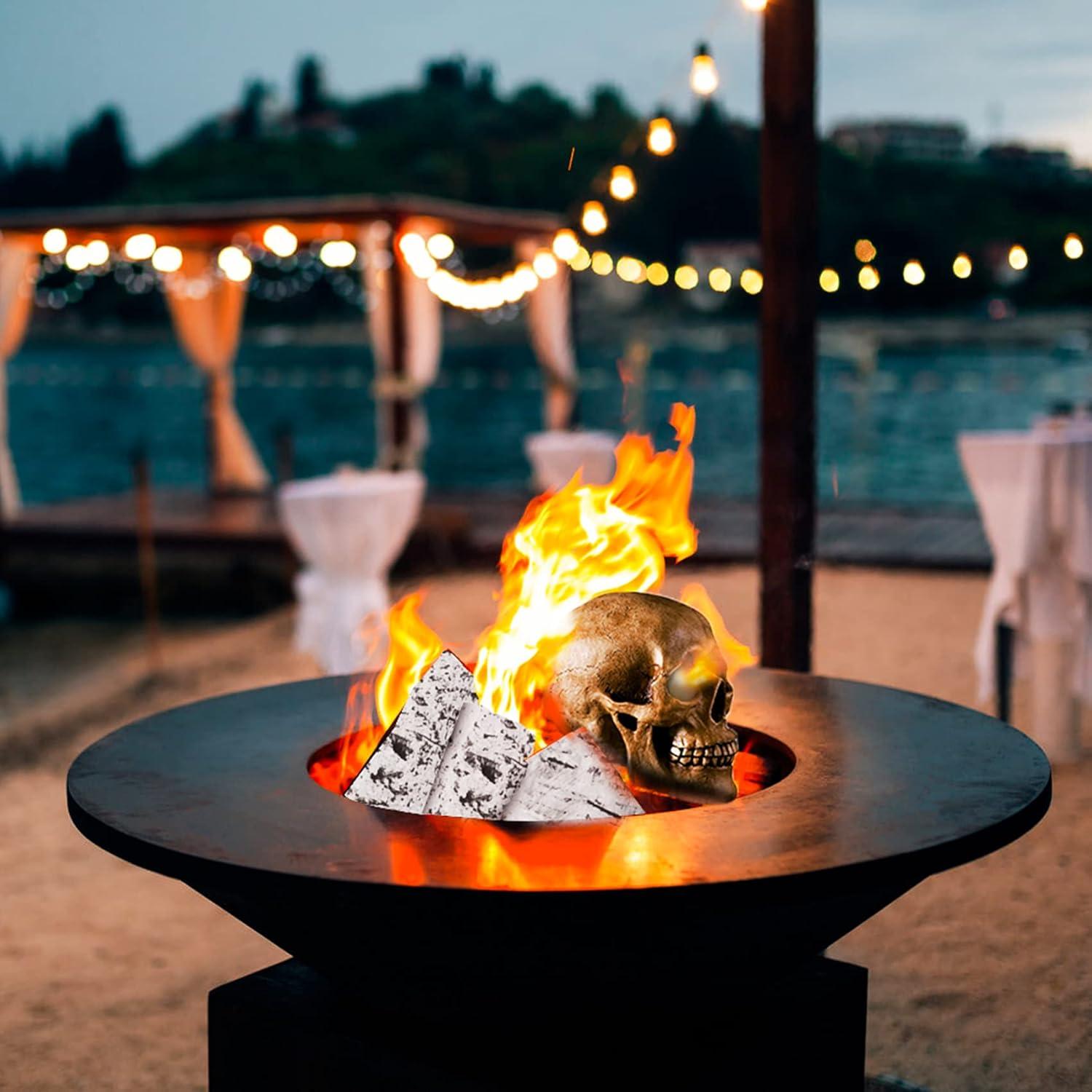 Stanbroil 4 Piece Set of Ceramic White Birch Wood Gas Log for All Types of Ventless, Gel, Ethanol, Electric,Gas Inserts, Propane, Indoor or Outdoor Fireplaces & Fire Pits