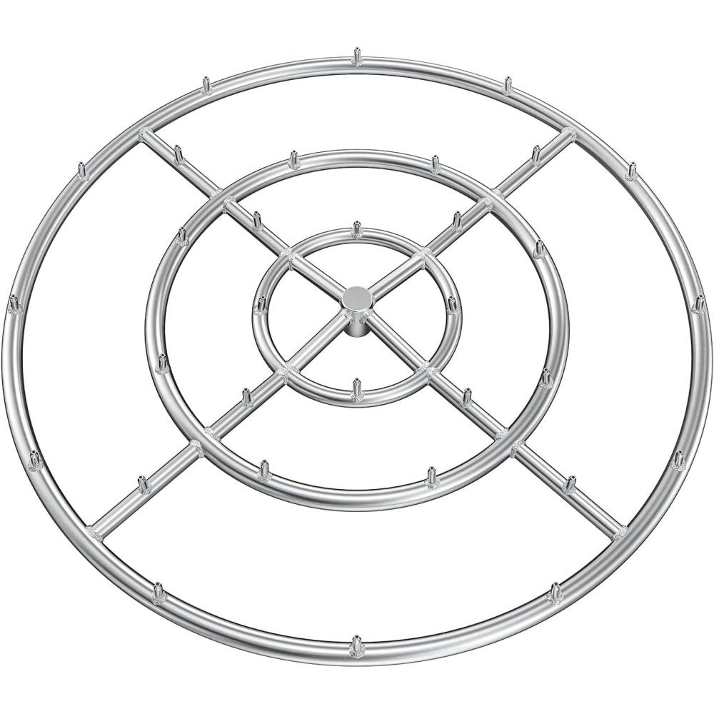 Stanbroil 24″ High Flame Round Jet Burner Ring for Natural or Propane Gas Fire Pit, 304 Series Stainless Steel, Double Ring(30 Inch)