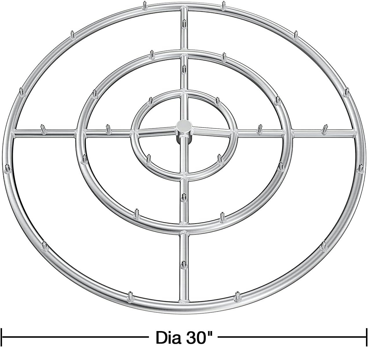 Stanbroil 24″ High Flame Round Jet Burner Ring for Natural or Propane Gas Fire Pit, 304 Series Stainless Steel, Double Ring(30 Inch)