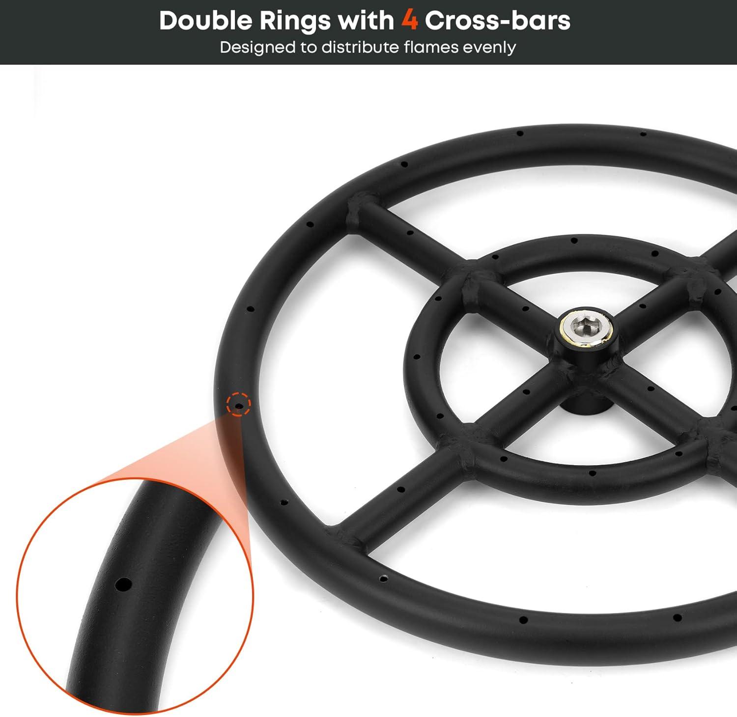 Stanbroil LP Propane Gas Fire Pit Burner Ring Installation Kit, Black Steel, 12-inch