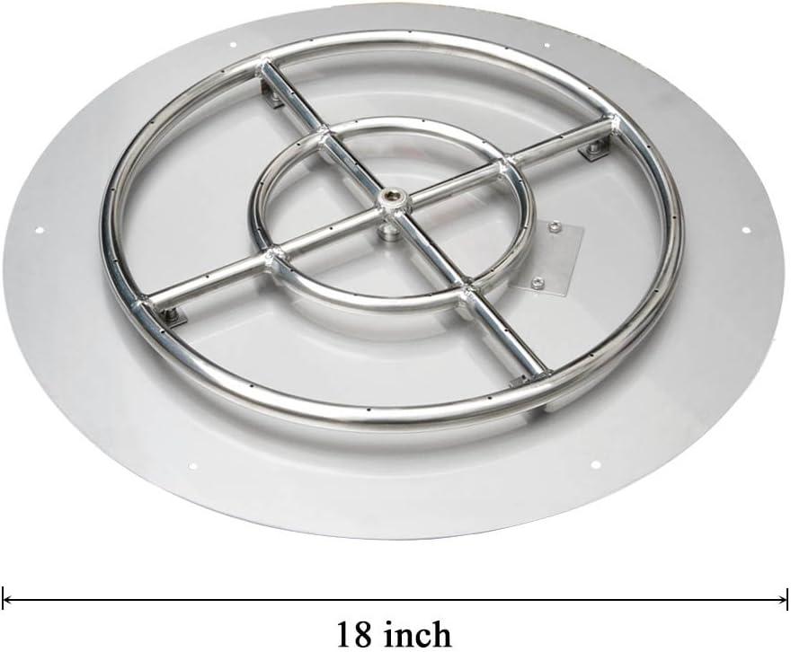 Stanbroil 25 Inch Drop-in Fire Pit Pan, Gas Fire Pit Burner Inserted for Propane & Natural Gas, BTU 147,000 Max(Round Flat Pan Burner)