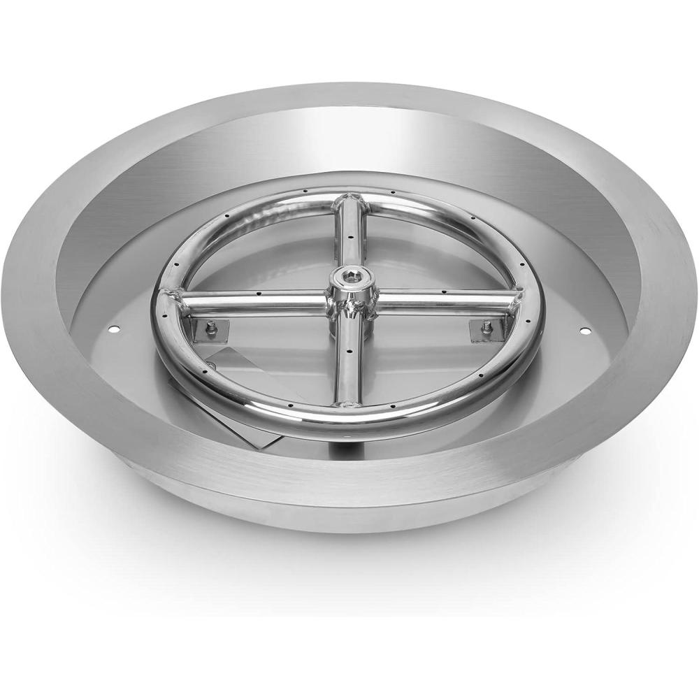 Stanbroil 25 Inch Drop-in Fire Pit Pan, Gas Fire Pit Burner Inserted for Propane & Natural Gas, BTU 147,000 Max(Round Drop-in Pan Burner)