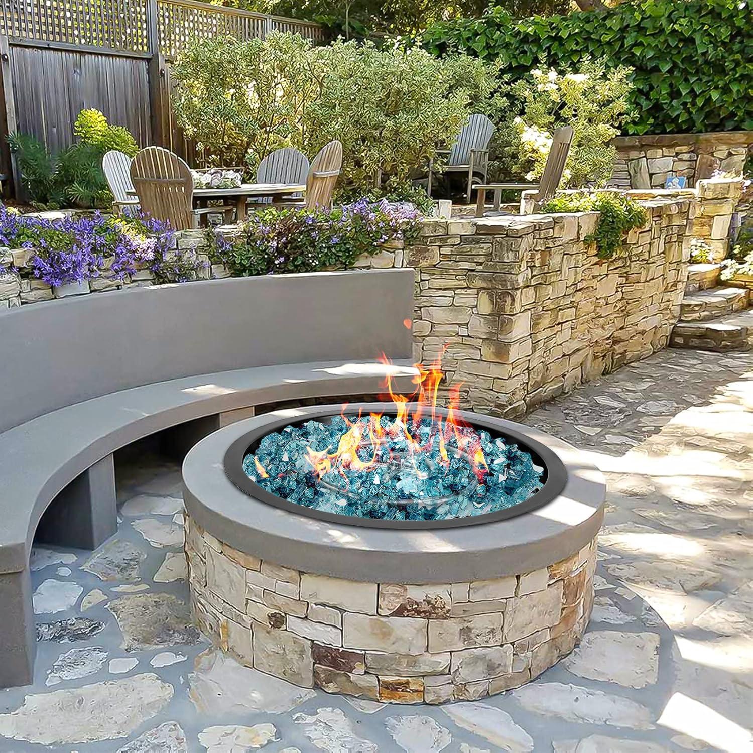 Stanbroil 25 Inch Drop-in Fire Pit Pan, Gas Fire Pit Burner Inserted for Propane & Natural Gas, BTU 147,000 Max(Round Drop-in Pan Burner)