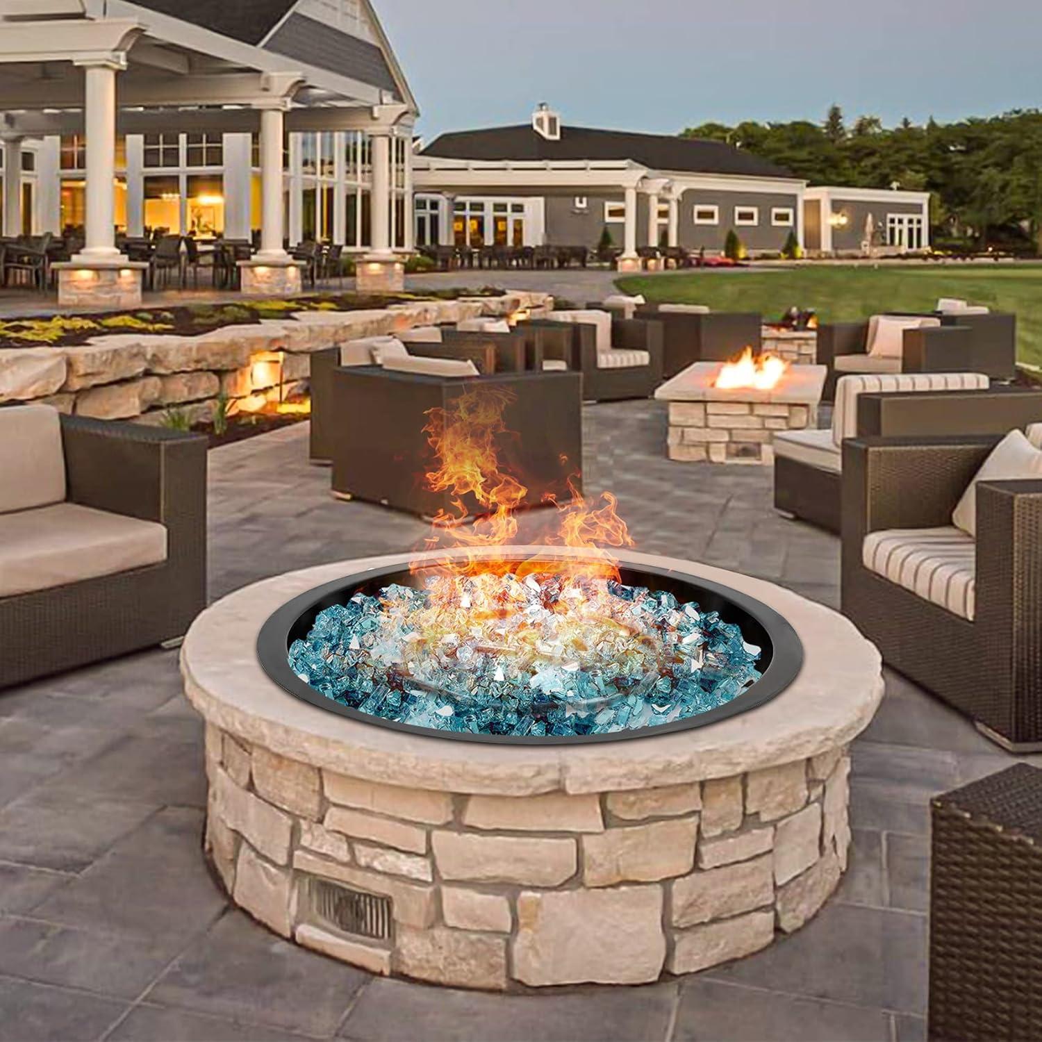 Stanbroil 25 Inch Drop-in Fire Pit Pan, Gas Fire Pit Burner Inserted for Propane & Natural Gas, BTU 147,000 Max(Round Drop-in Pan Burner)