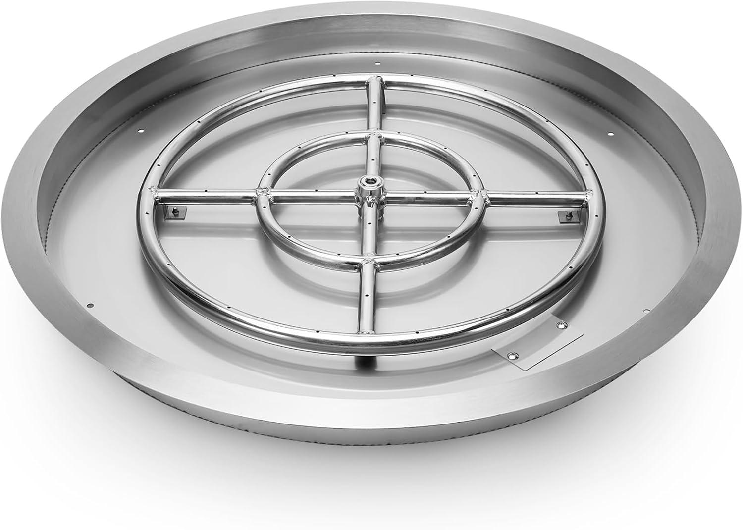 Stanbroil 25 Inch Drop-in Fire Pit Pan, Gas Fire Pit Burner Inserted for Propane & Natural Gas, BTU 147,000 Max(Round Drop-in Pan Burner)
