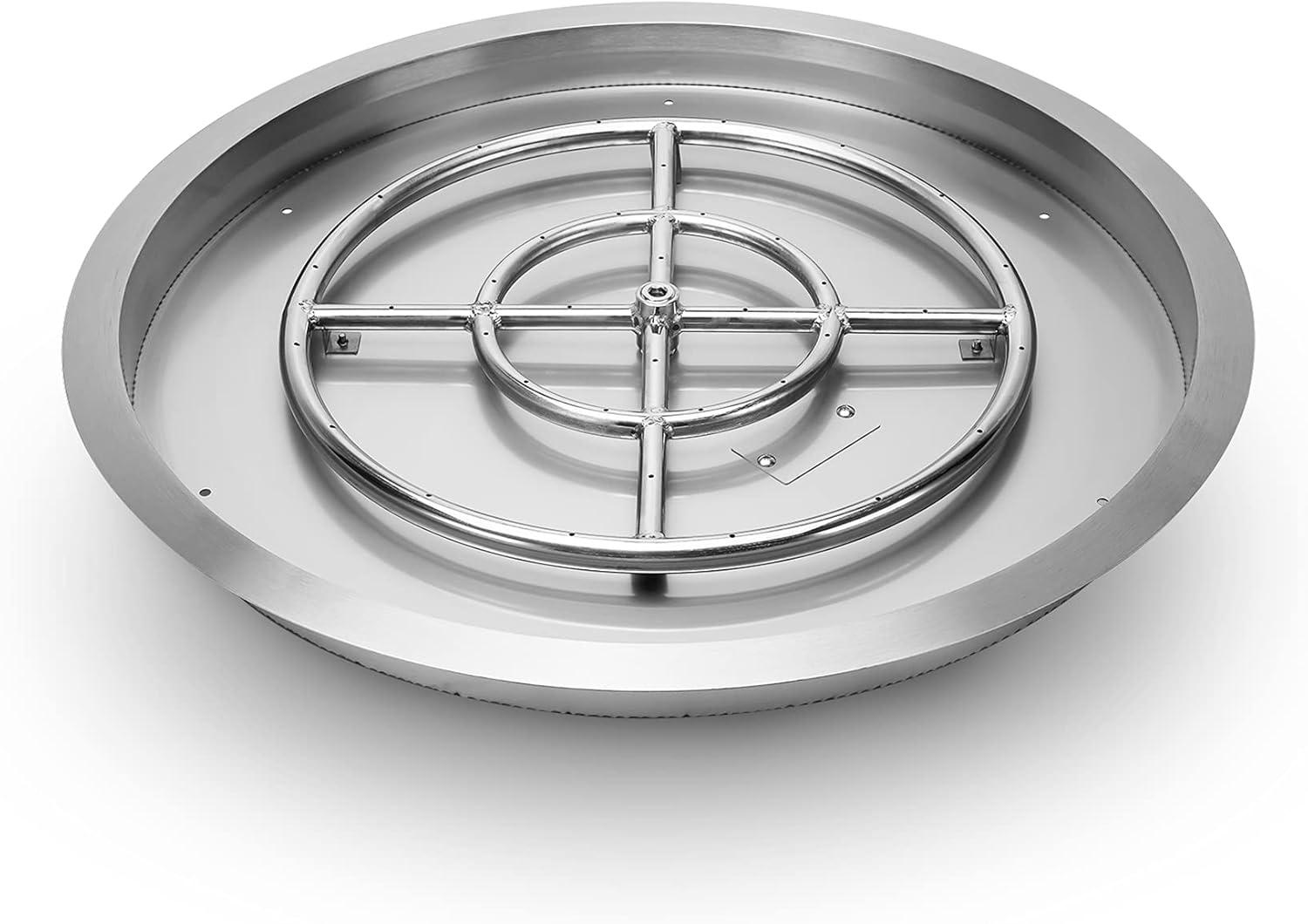 Stanbroil 25 Inch Drop-in Fire Pit Pan, Gas Fire Pit Burner Inserted for Propane & Natural Gas, BTU 147,000 Max(Round Drop-in Pan Burner)