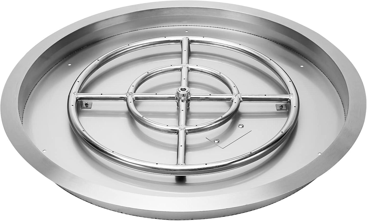Stanbroil 25 Inch Drop-in Fire Pit Pan, Gas Fire Pit Burner Inserted for Propane & Natural Gas, BTU 147,000 Max(Round Drop-in Pan Burner)