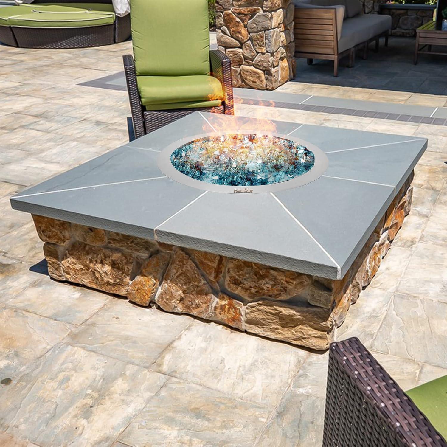 Stanbroil 25 Inch Drop-in Fire Pit Pan, Gas Fire Pit Burner Inserted for Propane & Natural Gas, BTU 147,000 Max(Round Drop-in Pan Burner)