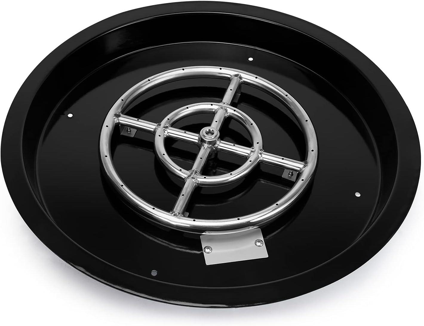 Stanbroil 25 Inch Drop-in Fire Pit Pan, Gas Fire Pit Burner Inserted for Propane & Natural Gas, BTU 147,000 Max(Round Drop-in Pan Burner)