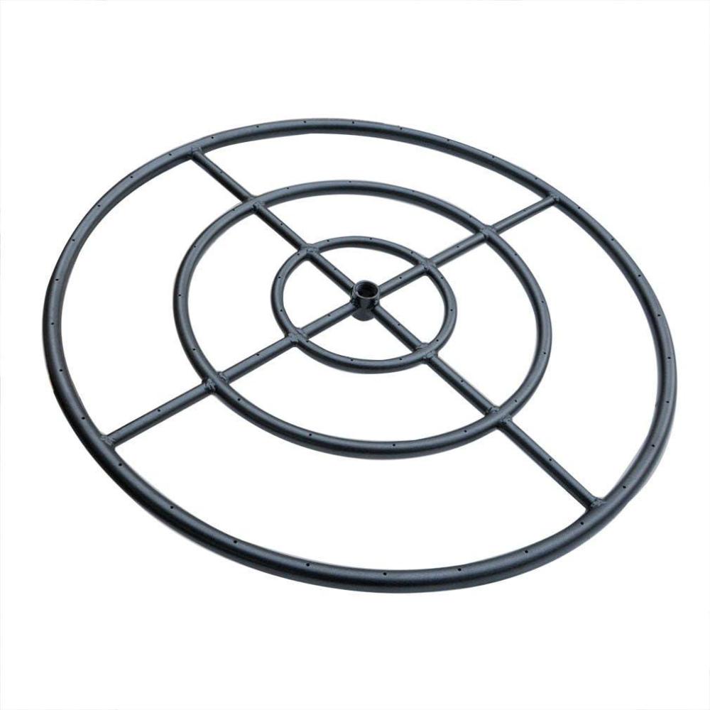 Stanbroil 12 Inch Round Fire Pit Burner Ring for Natural Gas & Propane – Black Steel for Indoor & Outdoor Fireplace, BTU 92,000 Max(Round 30″)