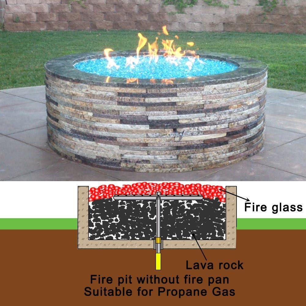 Stanbroil 12 Inch Round Fire Pit Burner Ring for Natural Gas & Propane – Black Steel for Indoor & Outdoor Fireplace, BTU 92,000 Max(Round 30″)