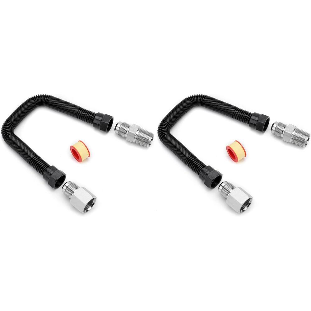 Stanbroil 1/2″ OD x 3/8″ ID 12″ Non-Whistle Flexible Flex Gas Line Connector Kit for NG or LP Fire Pit and Fireplace(3/8″ X 12″ (Pack of 2))
