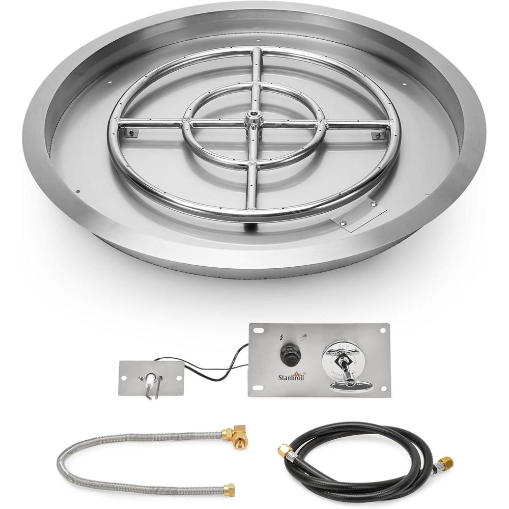 Stanbroil 25 Inch Drop-in Round Natural Gas Fire Pit Kit with Spark Ignition,304 Stainless Steel Fire Pit Burner for Outdoor DIY Firepit – Natural Gas Version(19″ Round)