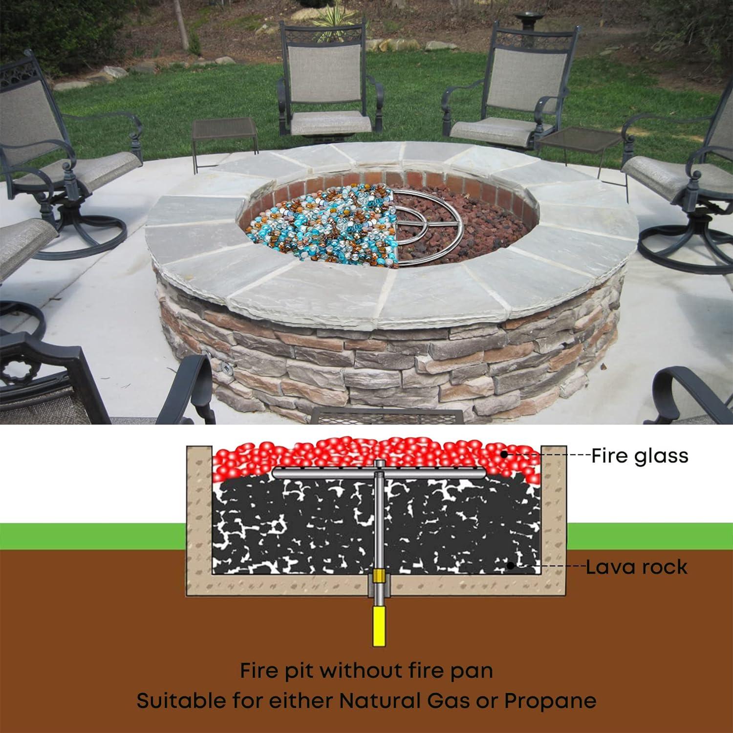 Stanbroil 12 Inch Round Fire Pit Burner Ring for Natural Gas & Propane – Black Steel for Indoor & Outdoor Fireplace, BTU 92,000 Max(Round 12″)