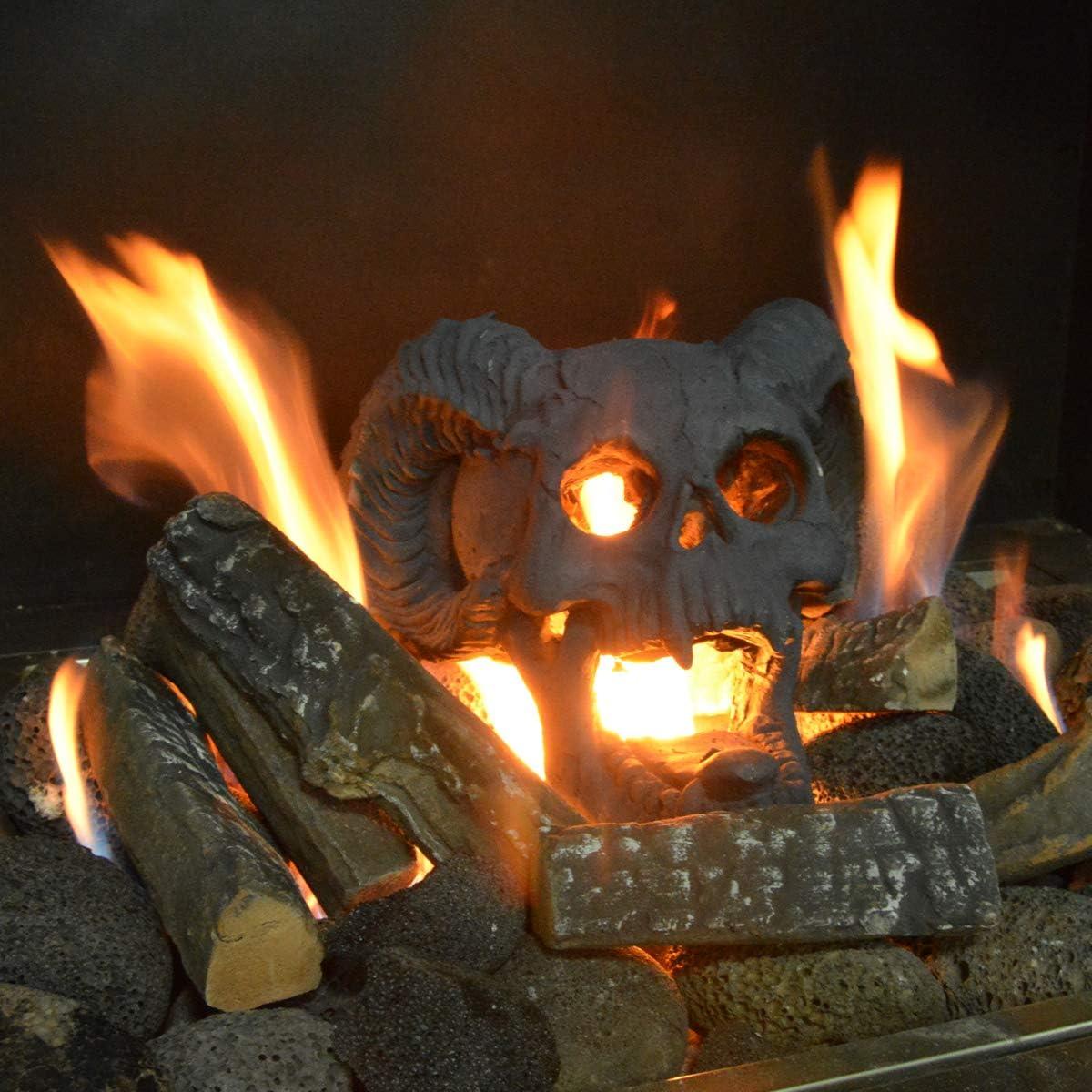 Stanbroil Fire Pit Demon Skull Gas Log for Ventless & Vent Free, Propane, Gel, Ethanol, Electric, Outdoor Fireplace and Fire Pit, Halloween Decor – Patent Pending(Black)