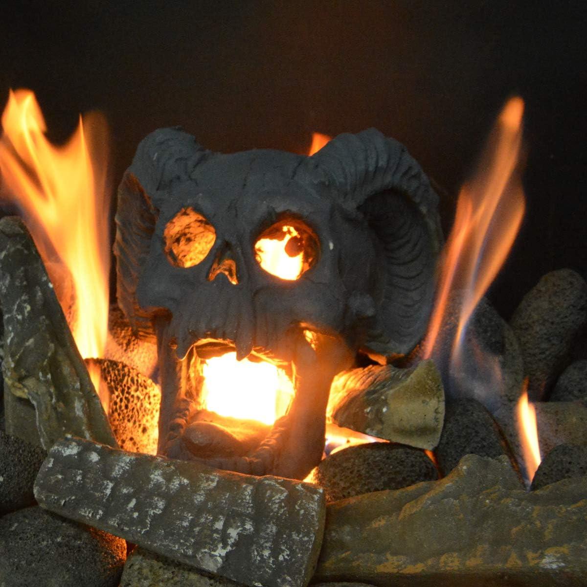 Stanbroil Fire Pit Demon Skull Gas Log for Ventless & Vent Free, Propane, Gel, Ethanol, Electric, Outdoor Fireplace and Fire Pit, Halloween Decor – Patent Pending(Black)