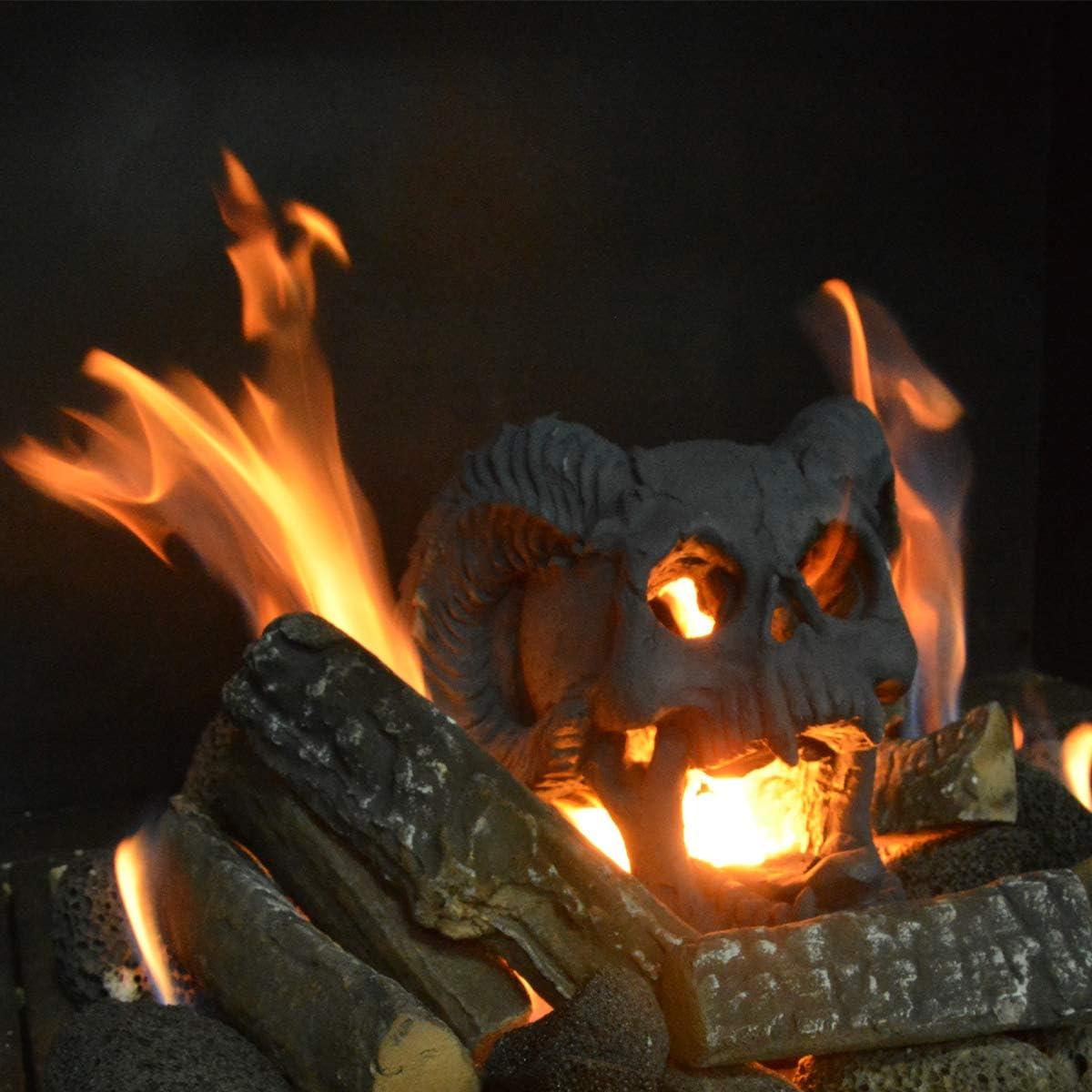 Stanbroil Fire Pit Demon Skull Gas Log for Ventless & Vent Free, Propane, Gel, Ethanol, Electric, Outdoor Fireplace and Fire Pit, Halloween Decor – Patent Pending(Black)