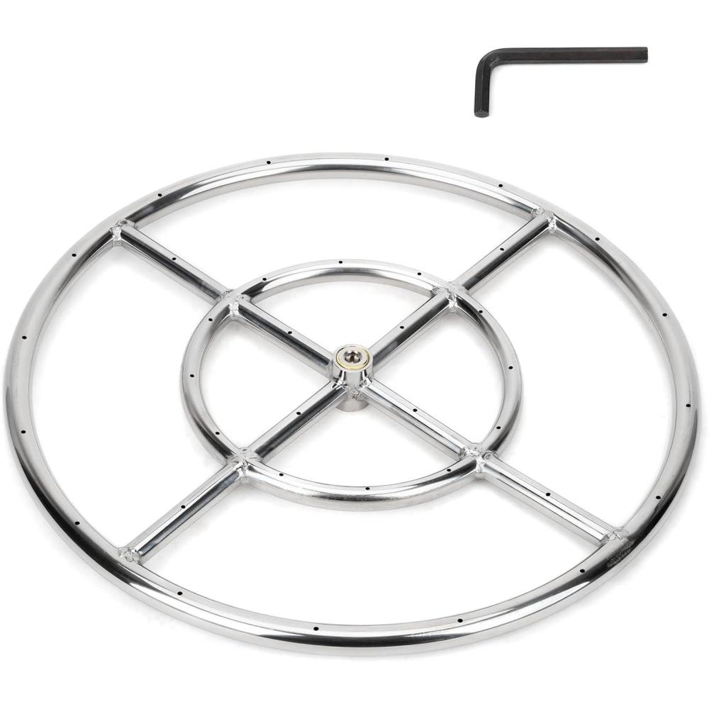 Stanbroil 24 Inch Round Fire Pit Burner Ring for Natural Gas & Propane Fire Pit Fireplace – 304 Stainless Steel Fire Pit Burner for Indoor & Outdoor, BTU 296,000 Max(Round 18 inch)