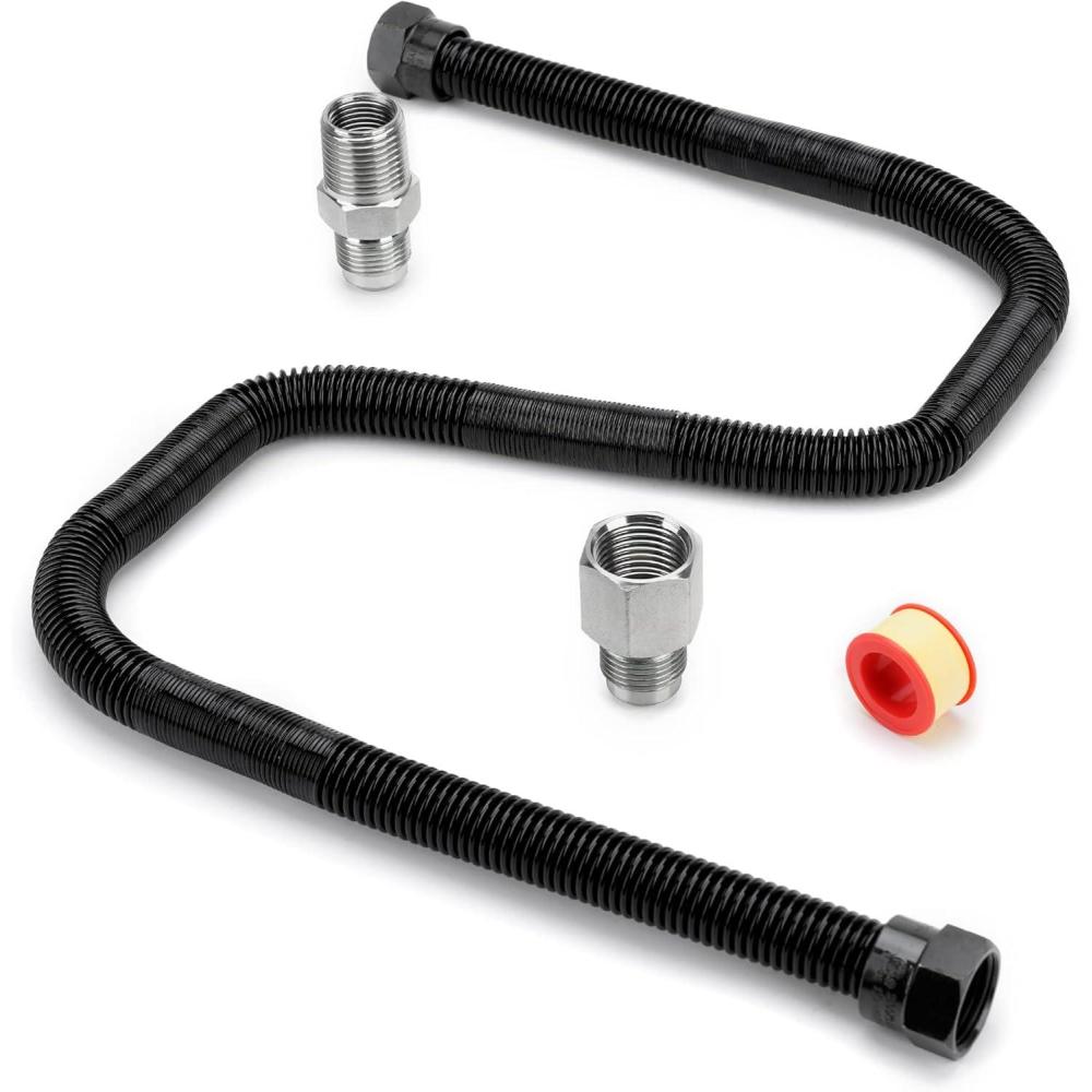 Stanbroil 1/2″ OD x 3/8″ ID 30″ Non-Whistle Flexible Flex Gas Line Connector Kit for NG or LP Fire Pit and Fireplace