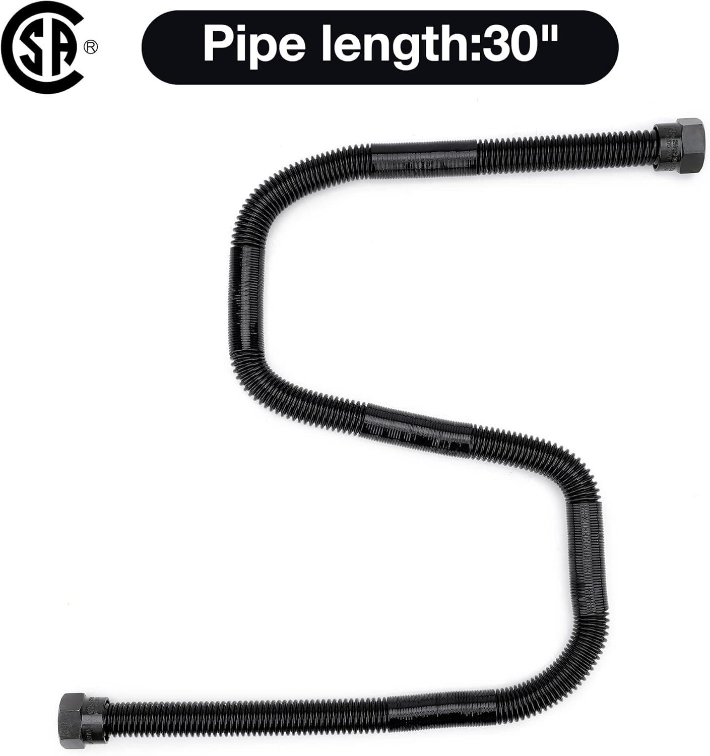 Stanbroil 1/2″ OD x 3/8″ ID 30″ Non-Whistle Flexible Flex Gas Line Connector Kit for NG or LP Fire Pit and Fireplace