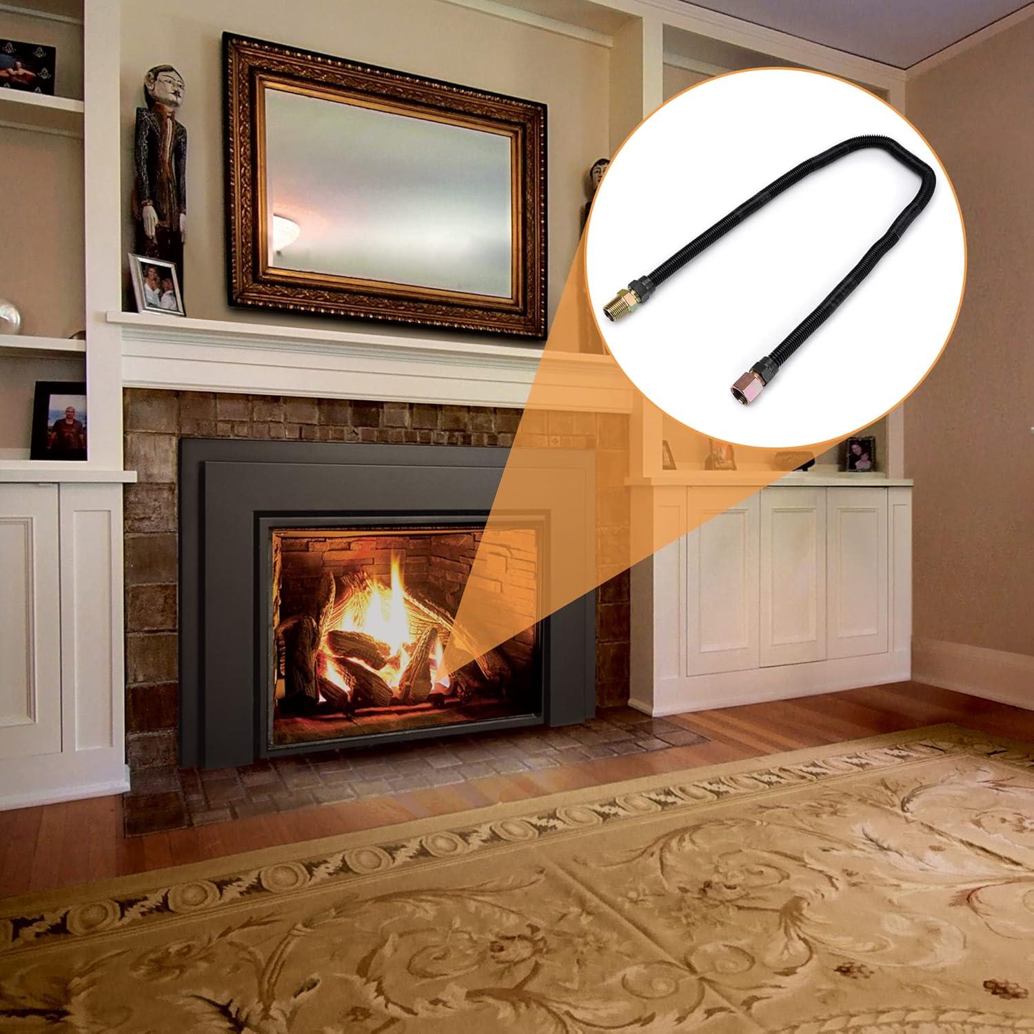 Stanbroil 1/2″ OD x 3/8″ ID 30″ Non-Whistle Flexible Flex Gas Line Connector Kit for NG or LP Fire Pit and Fireplace