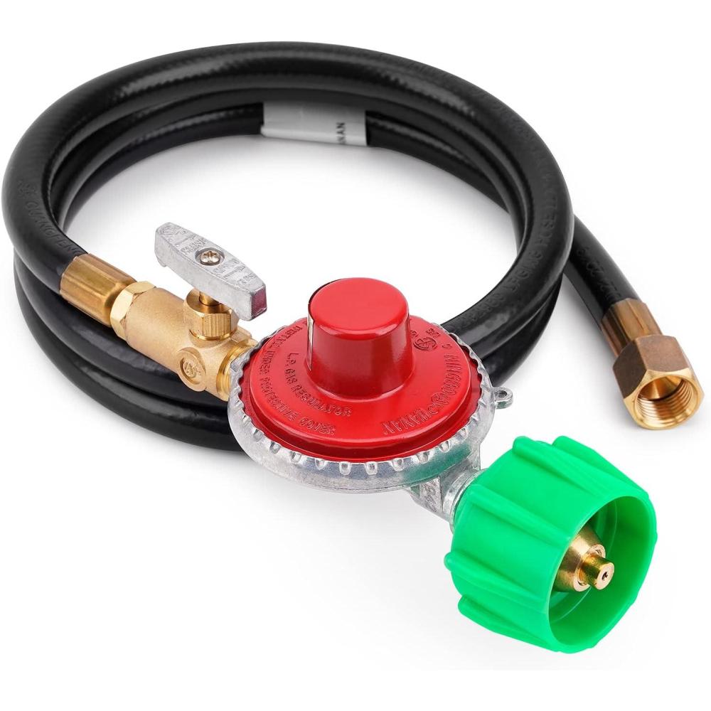 Stanbroil 48 Inch 10 PSI High Pressure Propane Adjustable Regulator Valve Hose Assembly – QCC1 x 3/8″ Flare Swivel Fitting