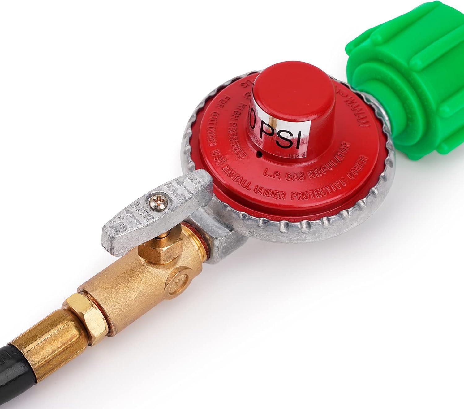 Stanbroil 48 Inch 10 PSI High Pressure Propane Adjustable Regulator Valve Hose Assembly – QCC1 x 3/8″ Flare Swivel Fitting