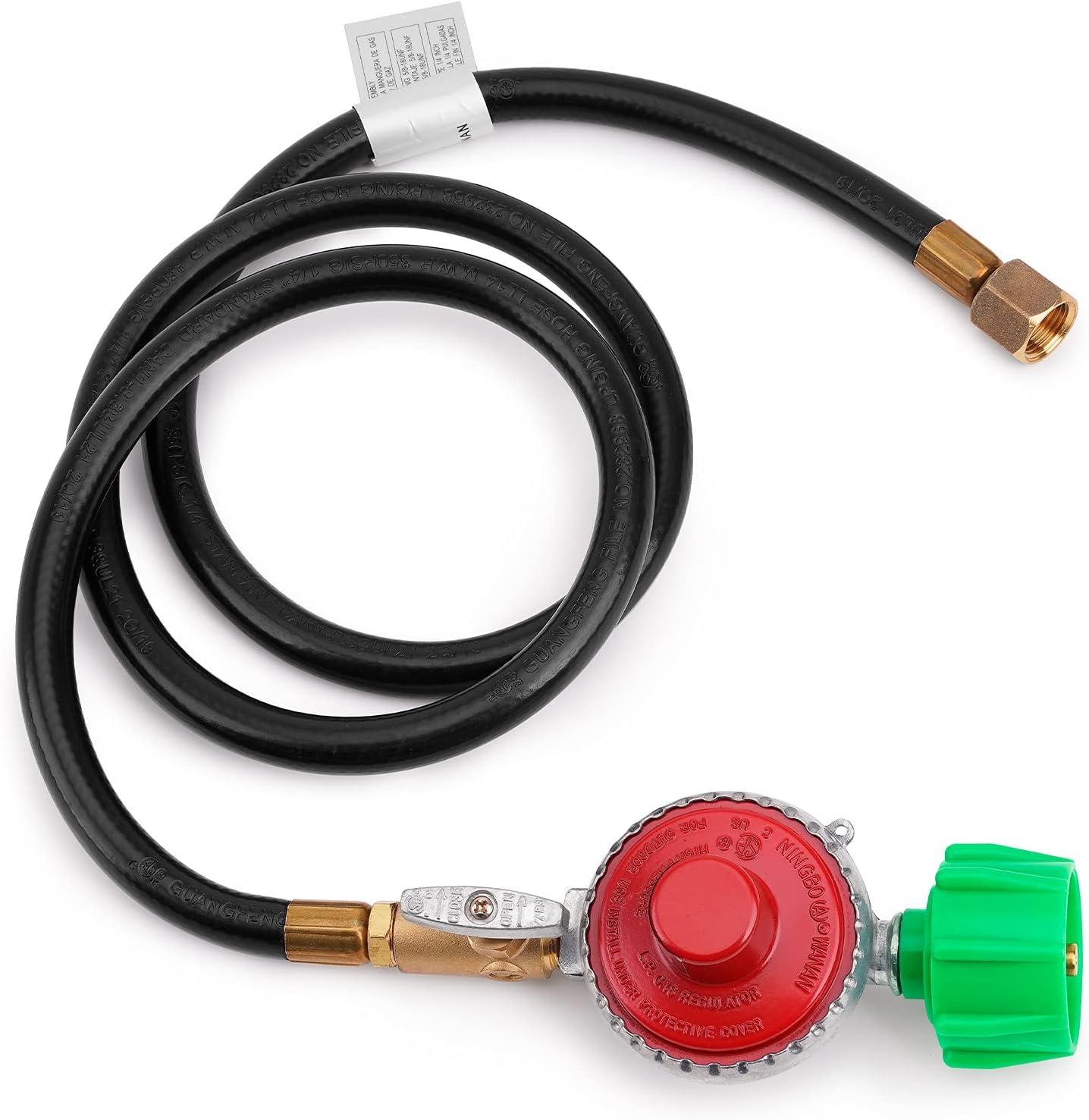 Stanbroil 48 Inch 10 PSI High Pressure Propane Adjustable Regulator Valve Hose Assembly – QCC1 x 3/8″ Flare Swivel Fitting