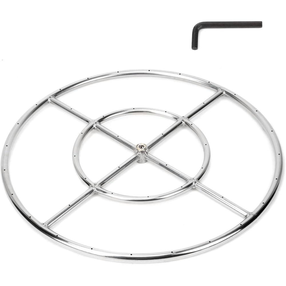 Stanbroil 24 Inch Round Fire Pit Burner Ring for Natural Gas & Propane Fire Pit Fireplace – 304 Stainless Steel Fire Pit Burner for Indoor & Outdoor, BTU 296,000 Max(Round 24 inch)
