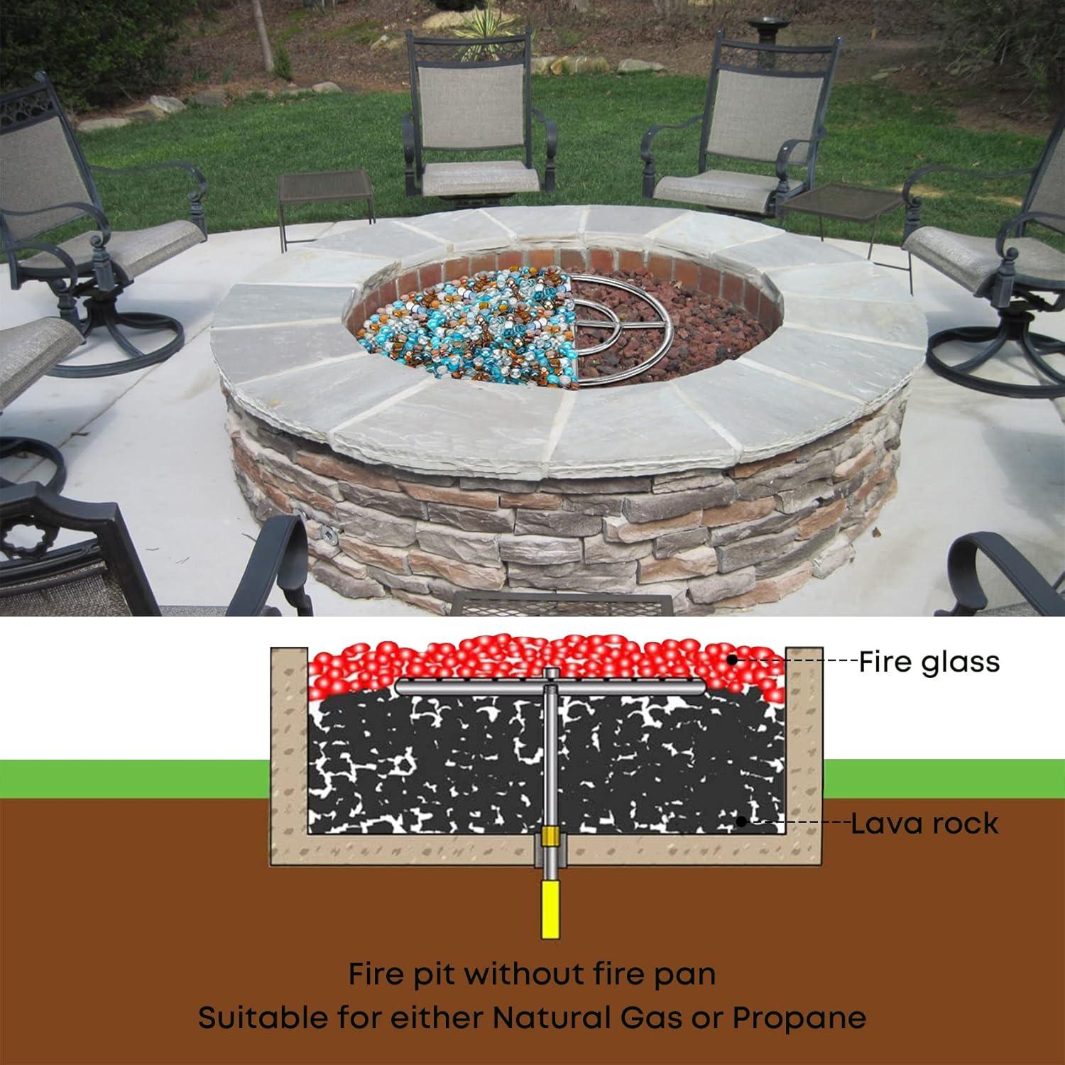 Stanbroil 24 Inch Round Fire Pit Burner Ring for Natural Gas & Propane Fire Pit Fireplace – 304 Stainless Steel Fire Pit Burner for Indoor & Outdoor, BTU 296,000 Max(Round 24 inch)
