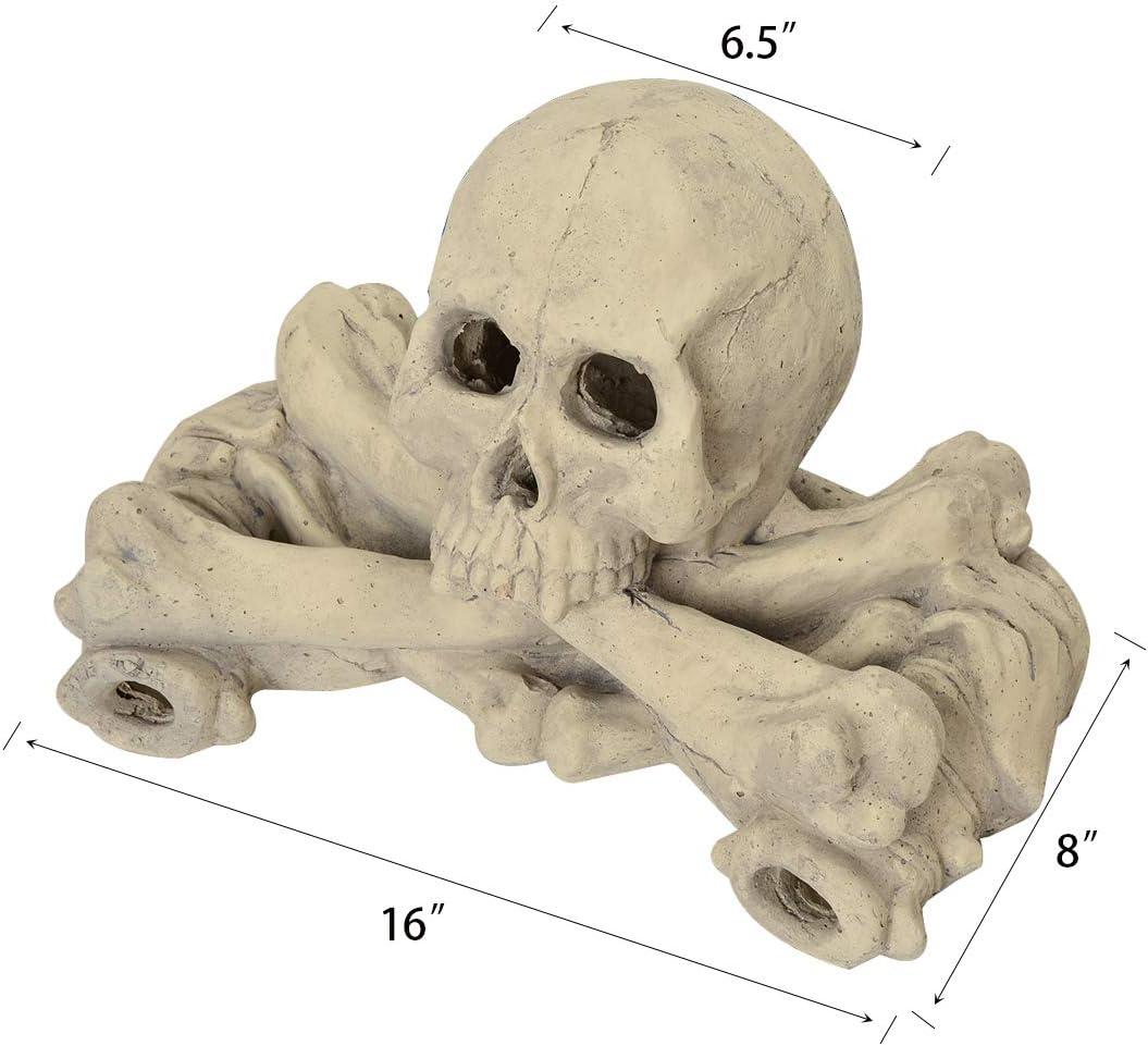 Stanbroil Imitated Human Skulls and Bones Gas Log Decoration, Halloween Decor for Indoor and Outdoor Fireplaces and Fire Pits, 1-Pack, White – Patent Pending(White)