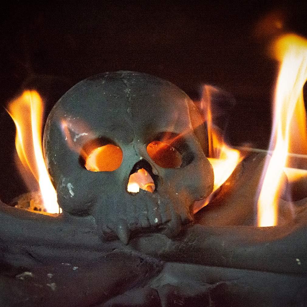 Stanbroil Imitated Human Skulls and Bones Gas Log Decoration, Halloween Decor for Indoor and Outdoor Fireplaces and Fire Pits, 1-Pack, White – Patent Pending(White)