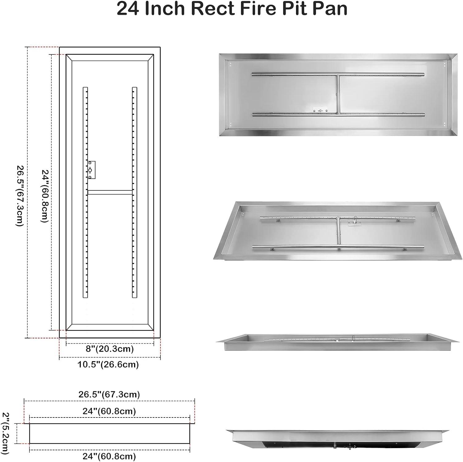 Stanbroil 36 x 12 Rectangle Fire Pit Kit with Spark Ignition, Drop-in Natural Gas Fire Pit Burner Kit DIY for Fire Table Outside Patio Backyard, Natural Gas Version(24 by 8-Inch)