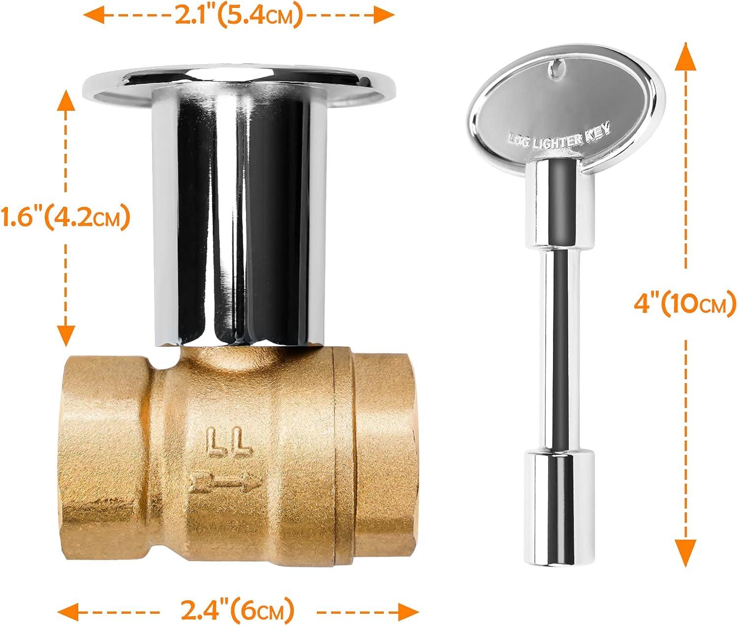 Stanbroil Straight Quarter-Turn Shut-Off Valve Kit for NG LP Gas Fire Pits with Polished Chrome Flange and Key- 3/4″ NPT(3/4 Inch)