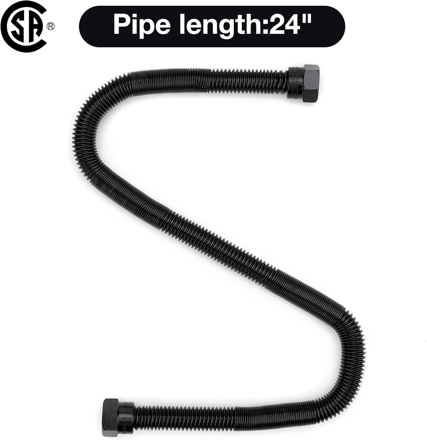 Stanbroil 1/2″ OD x 3/8″ ID 24″ Non-Whistle Flexible Flex Gas Line Connector Kit for NG or LP Fire Pit and Fireplace